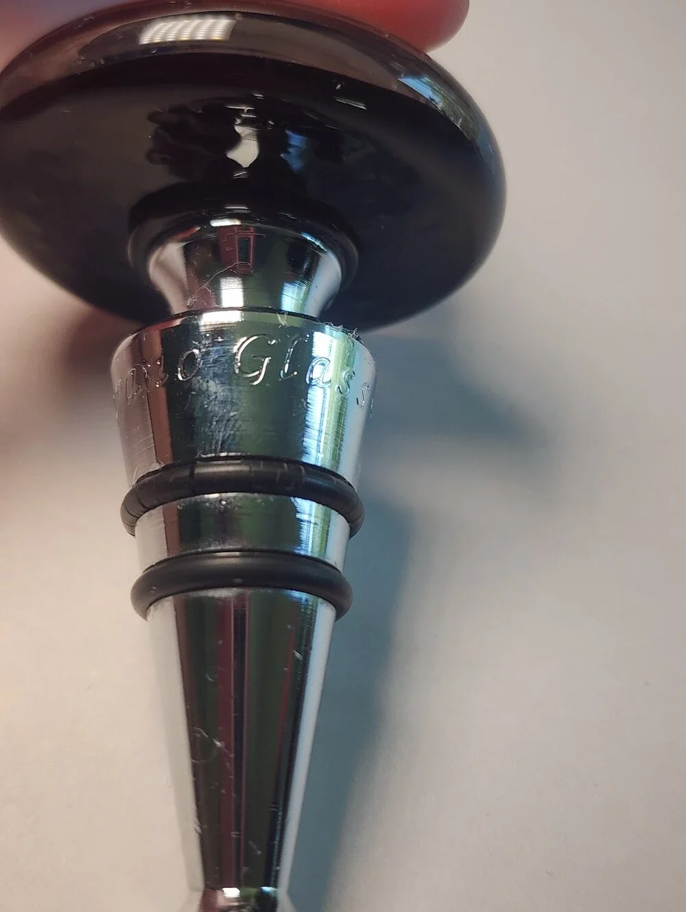 Murano Art Glass Wine Bottle Stopper Made In Italy Black and Gold